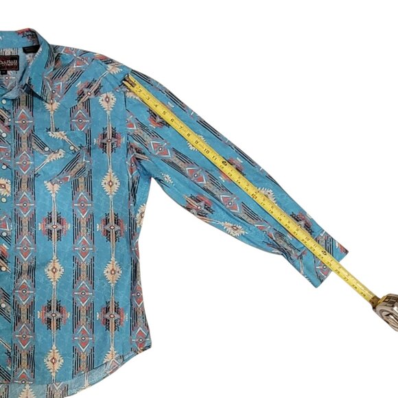 Rock & Roll Cowboy 100% Cotton Pearl Snap Front Aztec Western Shirt Men's XXL - Picture 9 of 15